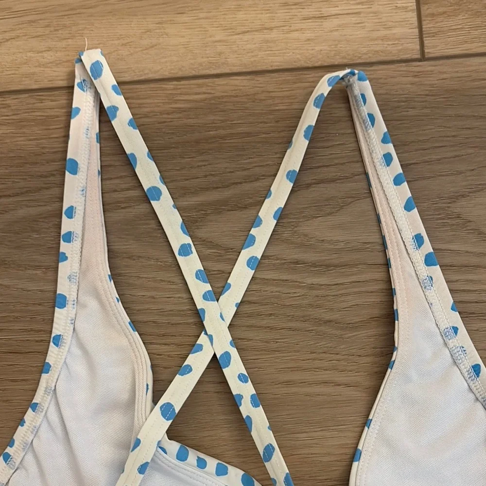 Lilly Pulitzer Malvie Blue and White Polka Dot Swimsuit Size 14 - Picture 7 of 7